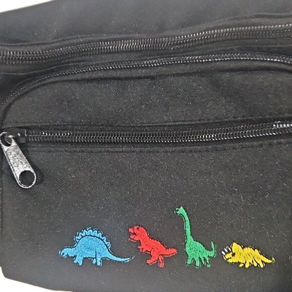 Dinosaur Embroidered Fanny Pack Adjustable Waist Belt 3 Zip Pockets - Picture 3 of 6